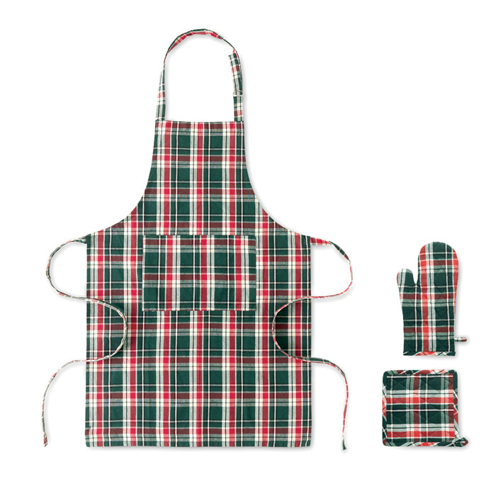 Set bucătărie bumbac carouri SANTAPRON Multicolor