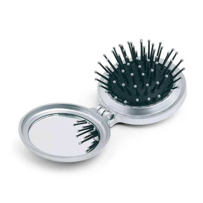 Oglindă şi perie pliabilă B BEAUTY Argintiu