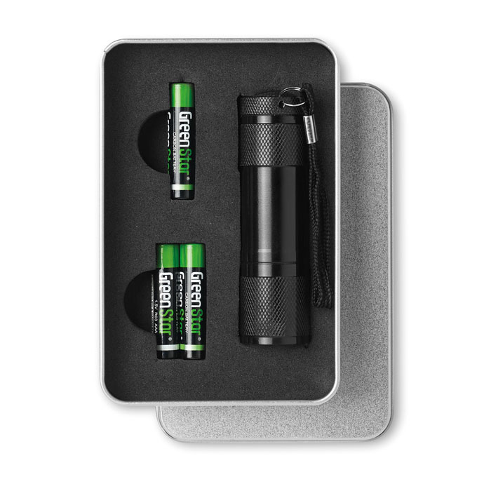 Lanternă cu LED in cutie metal LED PLUS Negru