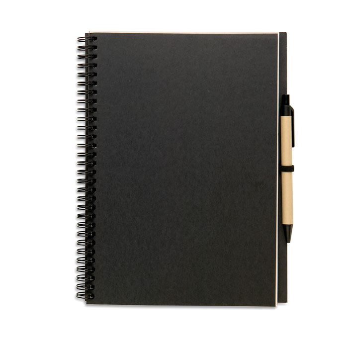 Bloc notes reciclabil şi pix BLOQUERO PLUS Negru