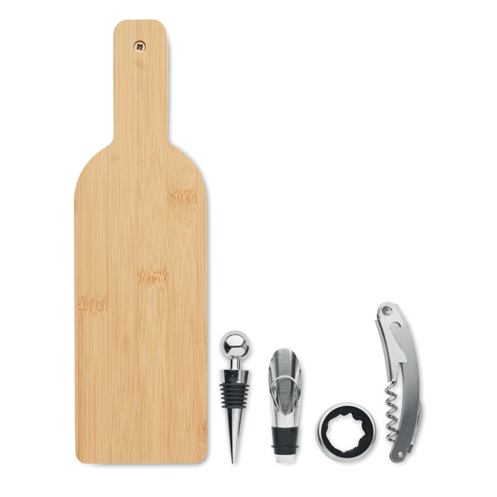 Set de vin în formă de sticlă VINOVAULT SET Lemn
