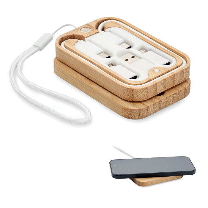 Încărcător wireless 15W din bam CHARGOO Lemn