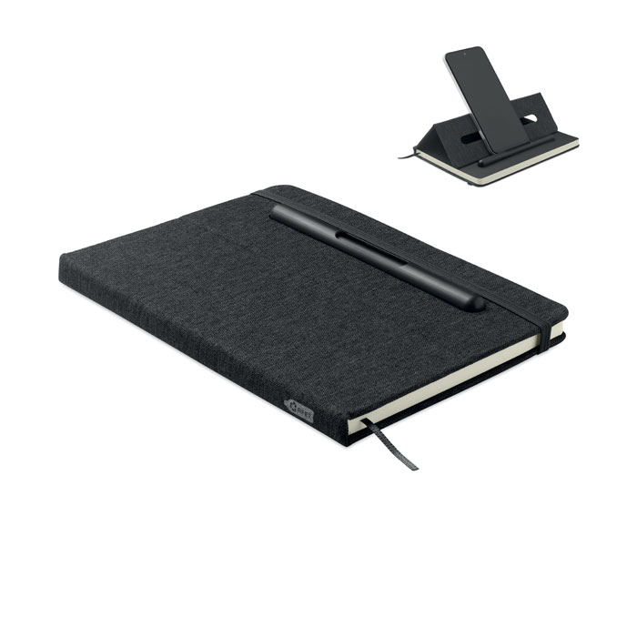 Notebook A5 cu suport telefon RINBOOK Negru