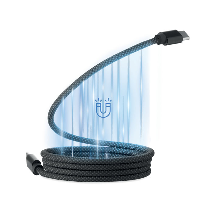 Cablu magnetic împletit RPET BRAID Negru
