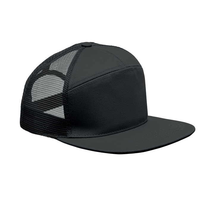 Șapcă vizieră plată, 7 panele BEAD Negru