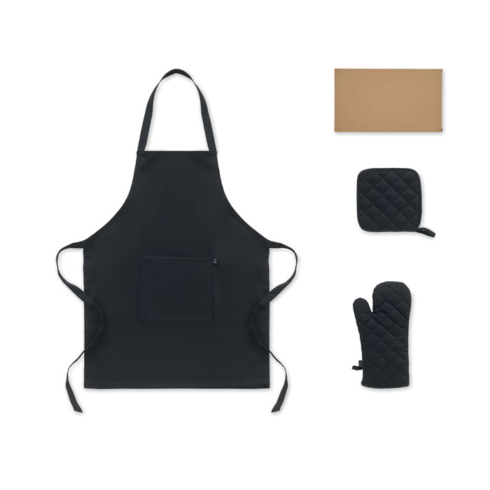 Set bucătărie bumbac reciclat GALA SET Negru