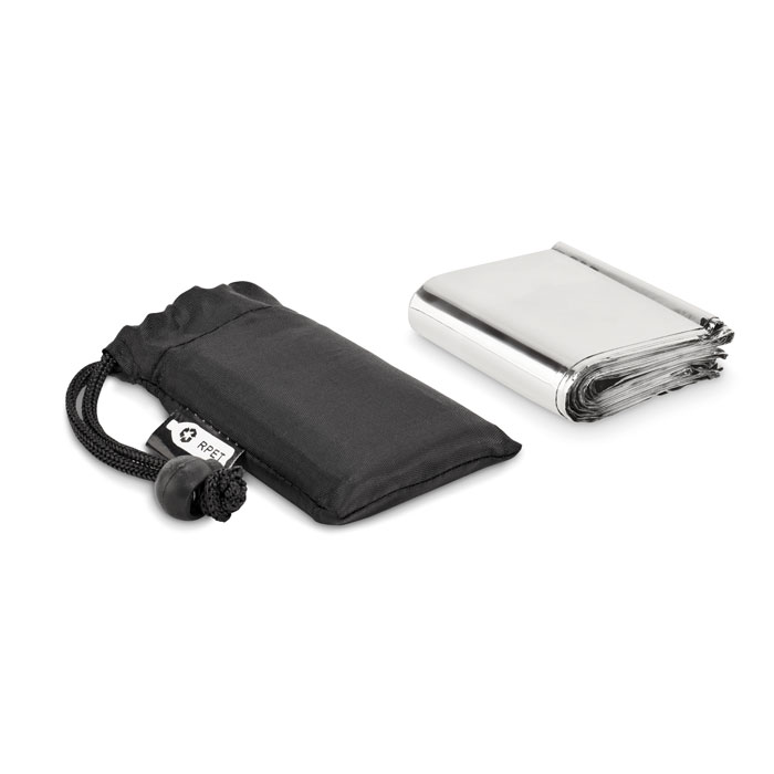 Pătură de urgență în pouch HELP Negru