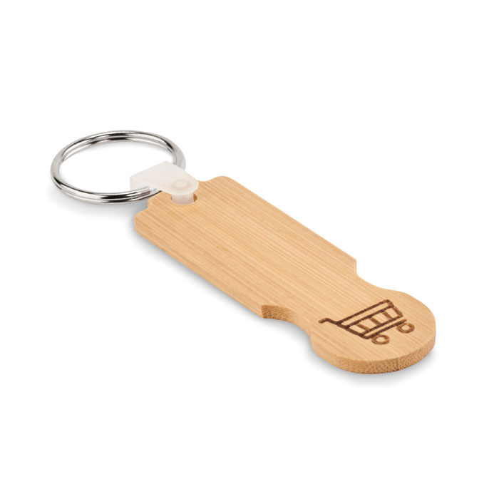 Breloc de bambus cu moneda COMPRAS Lemn