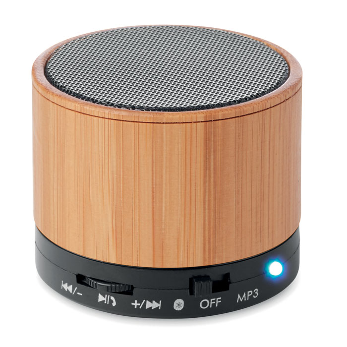 Boxă rotundă wireless bambus ROUND BAMBOO Negru