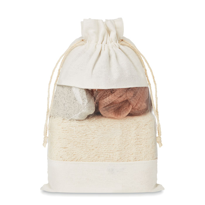 Set de baie în husă de bumbac CUIDA SET Bej