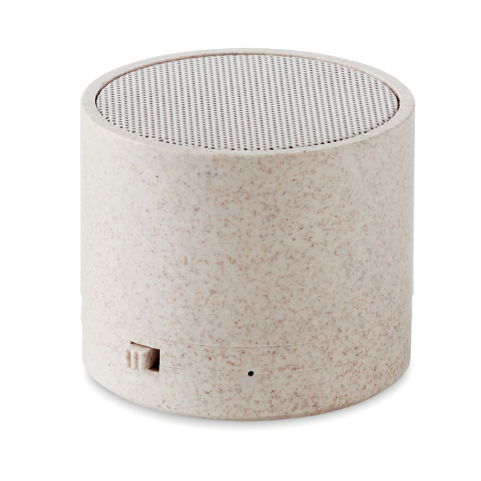 Boxă Wi-Fi în carcasă de paie ROUND BASS+ Bej