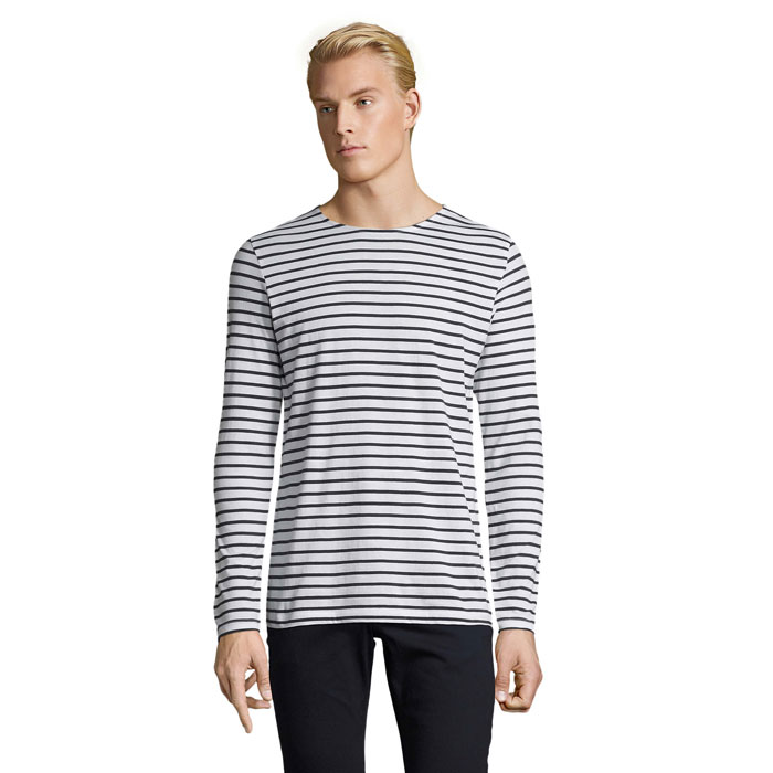 MARINE MEN STRIPED T-SHIRT Alb/Mare