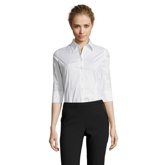 EFFECT STRETCH WOMEN SHIRT White