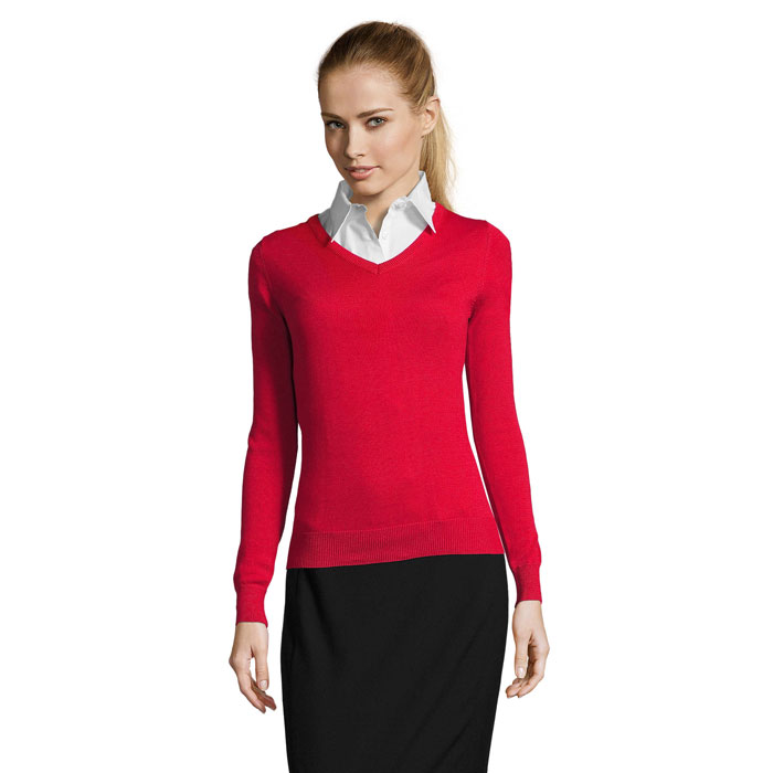 GALAXY WOMEN V-NECK SWEATER Red