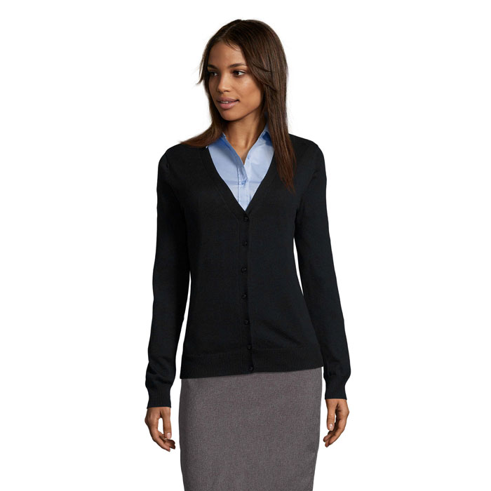 GOLDEN WOMEN V NECK CARDIGA Black